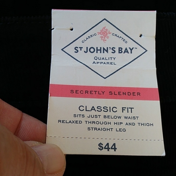 NEW St. John's Bay Secretly Slender Corduroy Pants 10 Black - Picture 6 of 15
